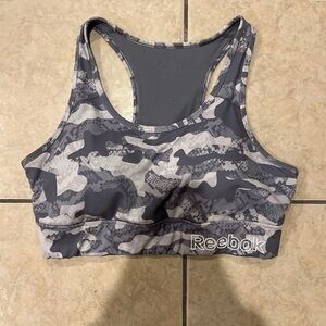Reebok Gray Camo Sports Bra with Racerback